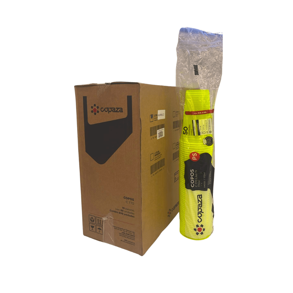 Copo 770ml Copaza PS Neon Amarelo com 500 Unidades - e - dona