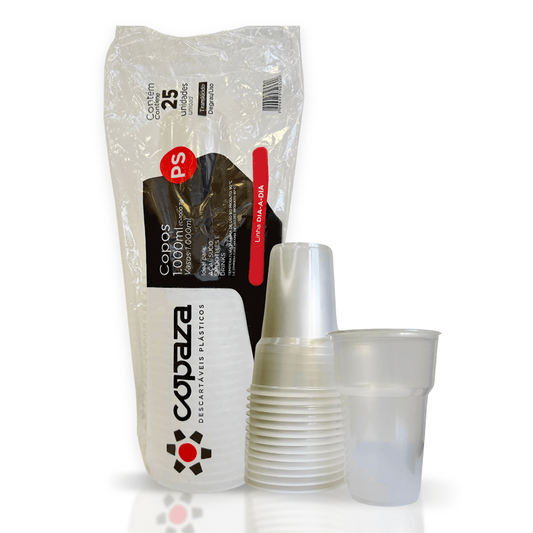 Copo de 1.000ml Translúcido com Degrau Copaza com 25 unidades - e - dona