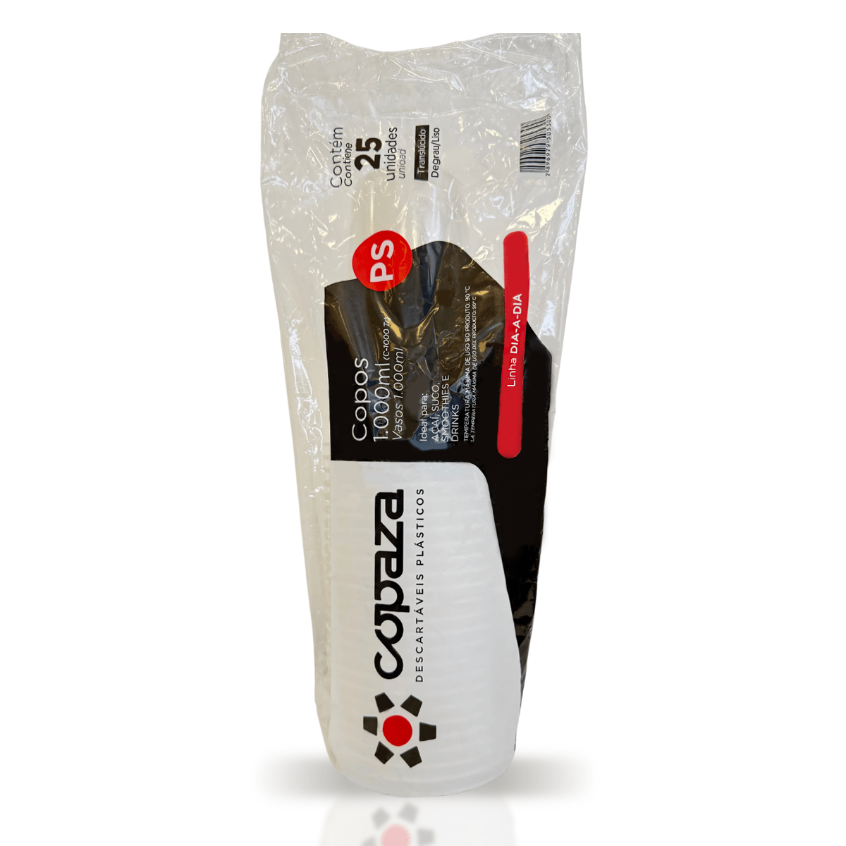 Copo de 1.000ml Translúcido com Degrau Copaza com 25 unidades - e - dona