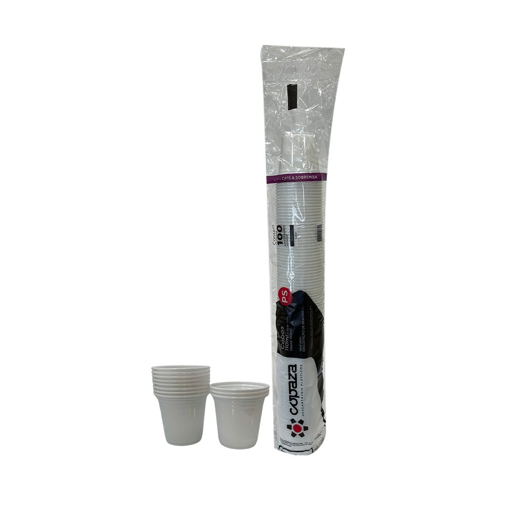 Copo de 110ml Liso Branco Copaza com 3.000 unidades indicado para bebidas quentes - e - dona