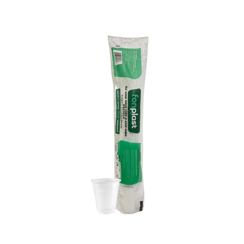 Copo de 180ml Transparente ABNT Fonplast com 100 unidades - e - dona