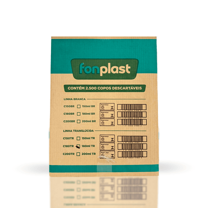 Copo de 180ml Transparente ABNT Fonplast com 2.500 unidades - e - dona