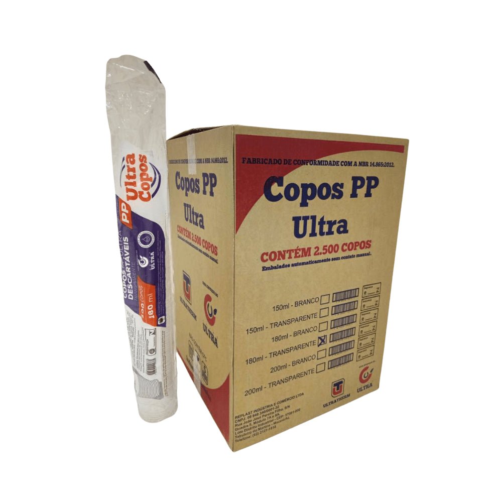 Copo de 180ml Transparente PP Ultra com 2.500 unidades - e - dona