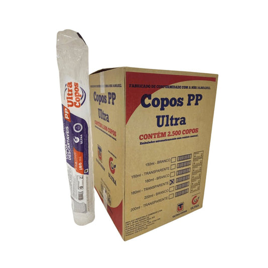 Copo de 180ml Transparente PP Ultra com 2.500 unidades - e - dona