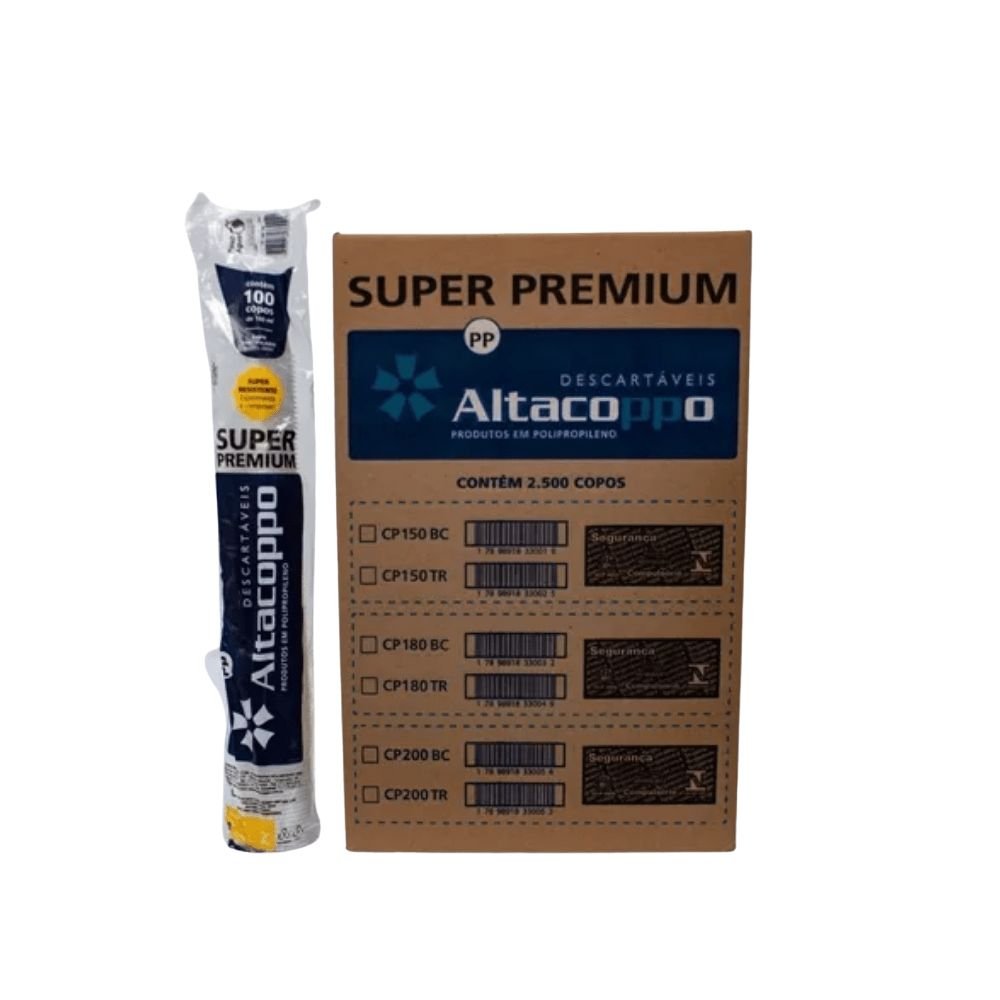 Copo de 200ml branco Altacoppo com 2.500 unidades - e - dona