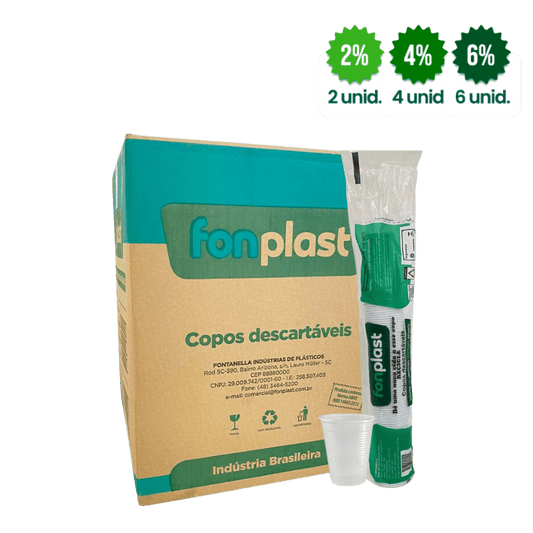 Copo de 200ml Branco PS Fonplast com 2.500 unidades - e - dona