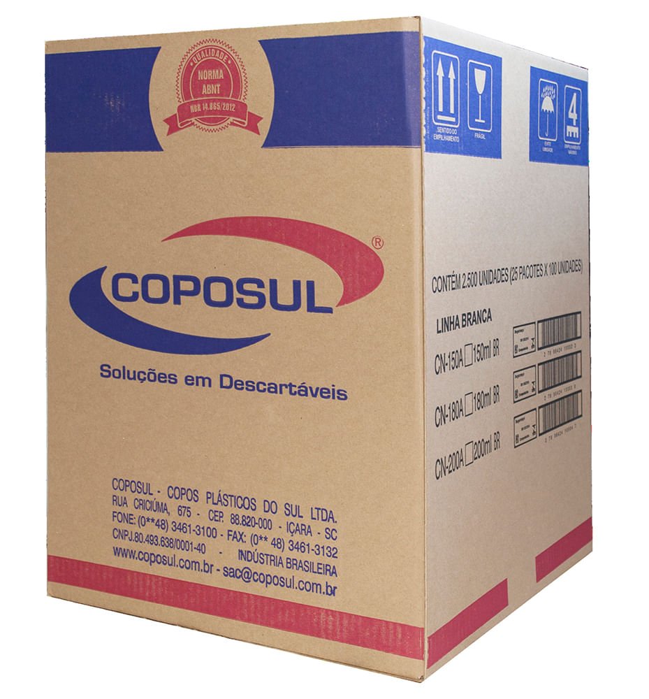 Copo de 200ml Translúcido ABNT2012 Coposul com 2.500 unidades - e - dona