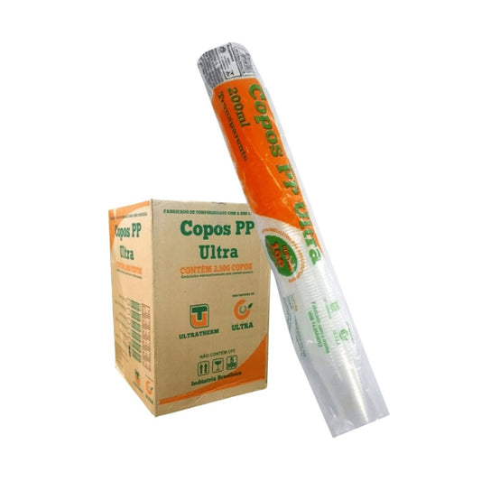 Copo de 200ml Transparente PP Ultra Copos Replast com 2.500 unidades - e - dona