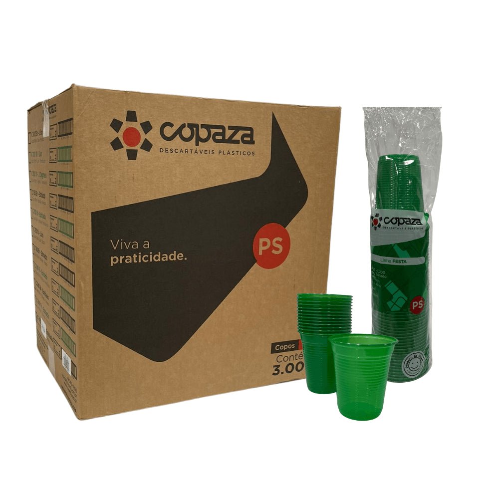 Copo de 200ml Verde estriado PS Copaza com 3.000 unidades - e - dona