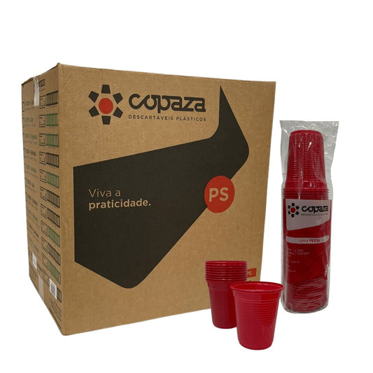 Copo de 200ml Vermelho estriado PS Copaza com 3.000 unidades - e - dona