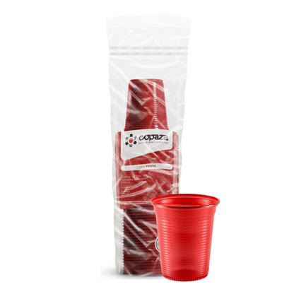 Copo de 200ml Vermelho estriado PS Copaza com 3.000 unidades - e - dona
