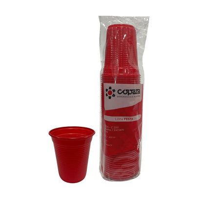 Copo de 200ml Vermelho estriado PS Copaza com 3.000 unidades - e - dona