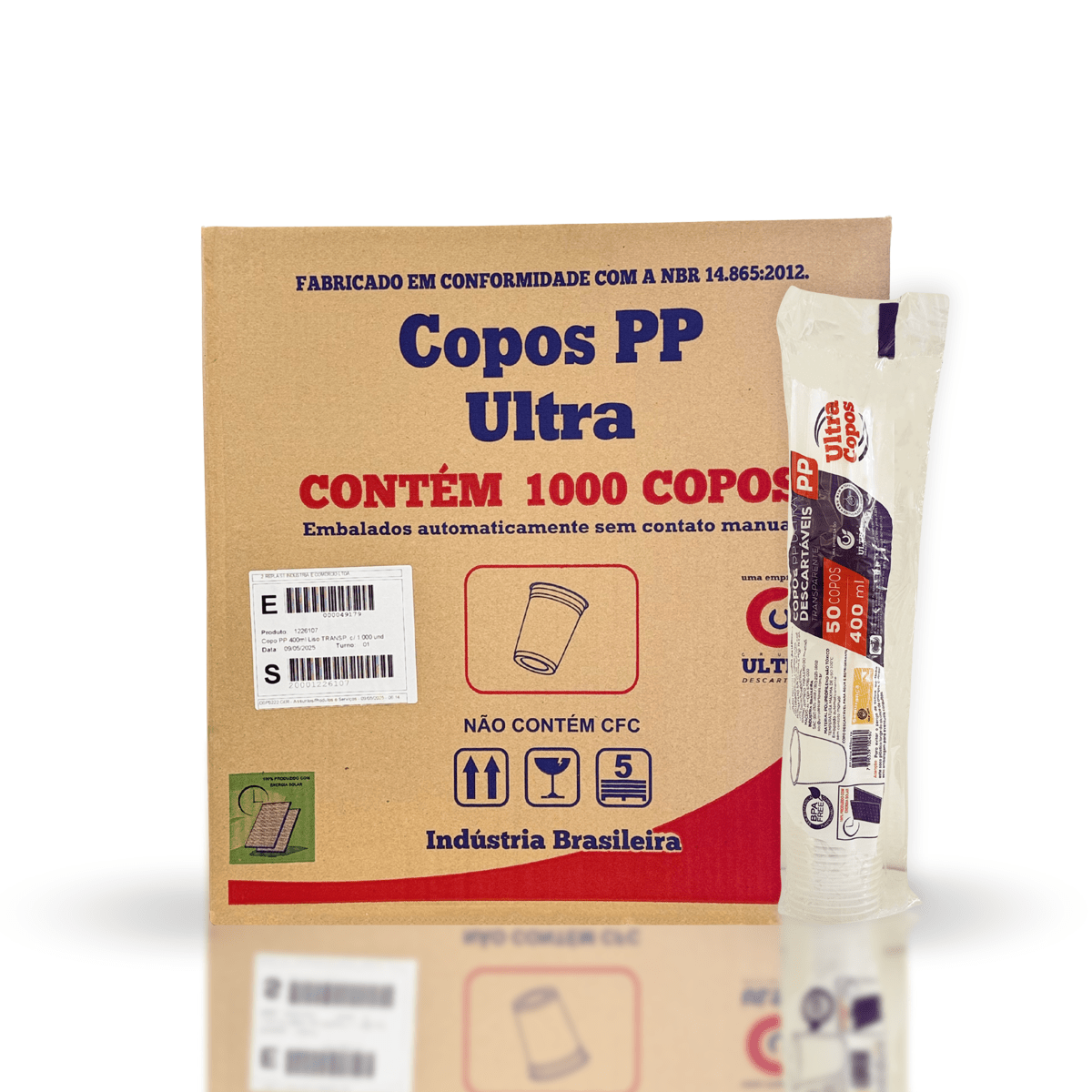 Copo de 400ml PP Transparente Liso Ultra Copos Replast com 1.000 unidades - e - dona