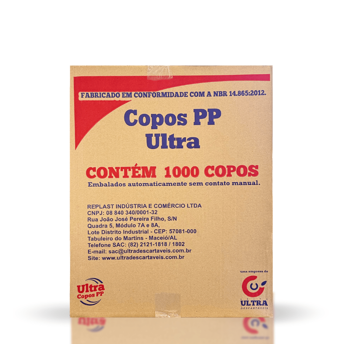 Copo de 400ml PP Transparente Liso Ultra Copos Replast com 1.000 unidades - e - dona