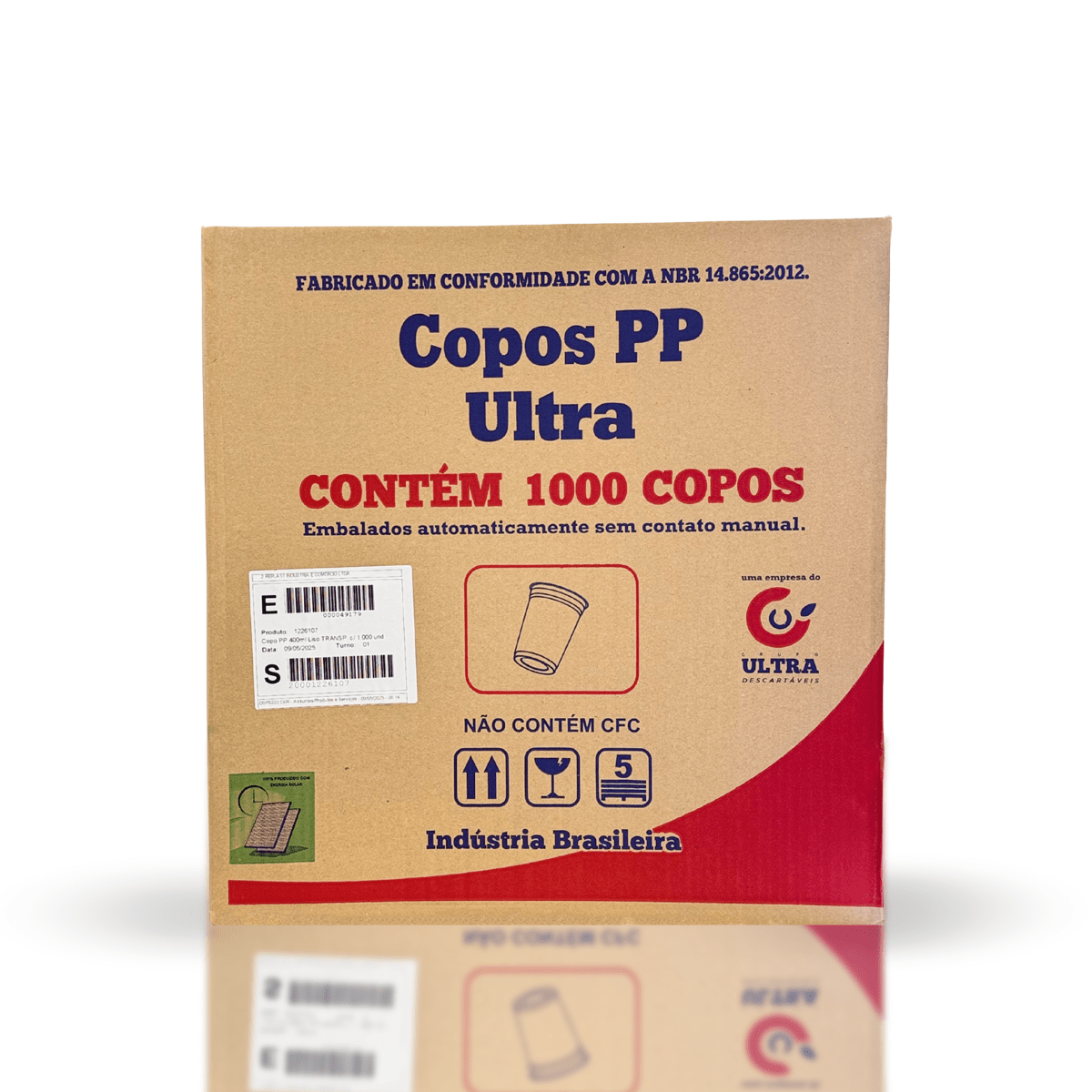 Copo de 400ml PP Transparente Liso Ultra Copos Replast com 1.000 unidades - e - dona
