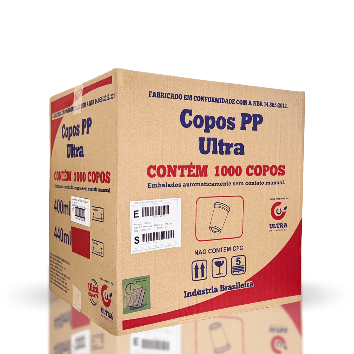 Copo de 400ml PP Transparente Liso Ultra Copos Replast com 1.000 unidades - e - dona