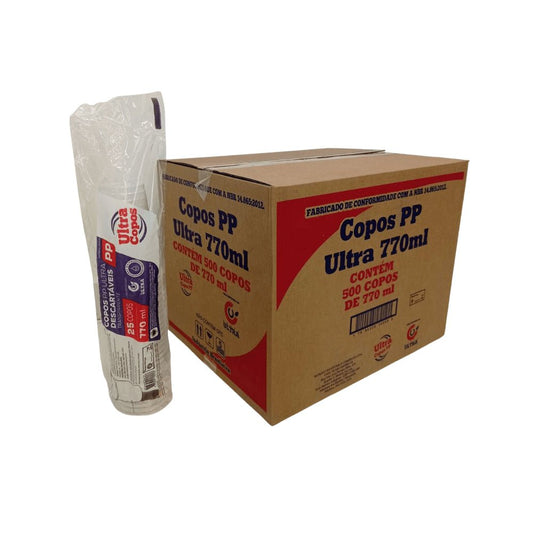 Copo de 770ml Transparente Liso PP Ultra Copos Replast com 500 unidades - Econômico e sustentável, ideal para festas e eventos - e - dona