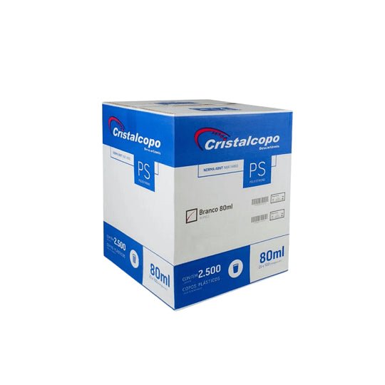 Copo de 80ml branco Cristalcopo com 2.500 unidades - e - dona