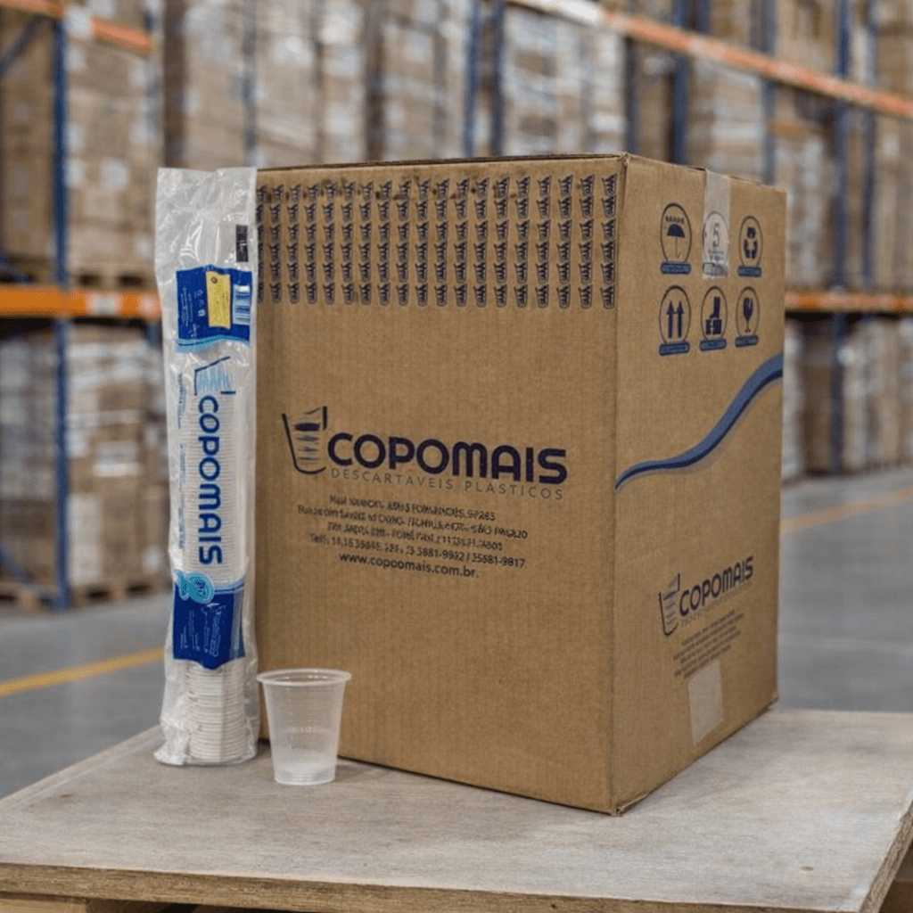 Copo de 80ml Transparente PS ABNT 2012 Copomais com 2.500 unidades - e - dona