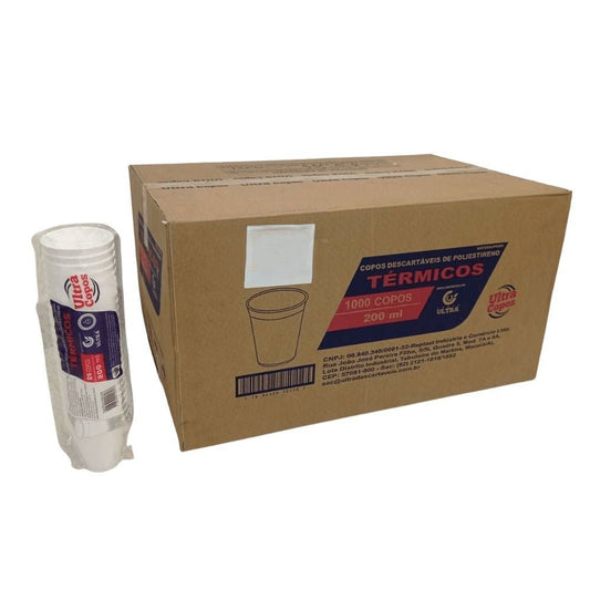 Copo de isopor Térmico 200ml Linha Replast Ultra com 1.000 unidades - Desfrute de Bebidas Quentes com Praticidade e Conforto - e - dona