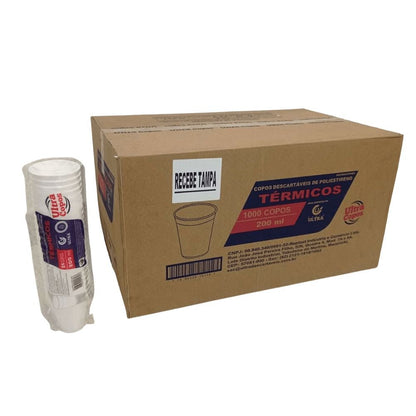 Copo de isopor Térmico 200ml Linha Replast Ultra com 1.000 unidades - Desfrute de Bebidas Quentes com Praticidade e Conforto - e - dona