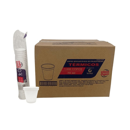 Copo de Isopor Térmico 70ml Linha Replast Ultra com 1.000 unidades - Aproveite suas Bebidas Quentes com Praticidade e Conforto - e - dona