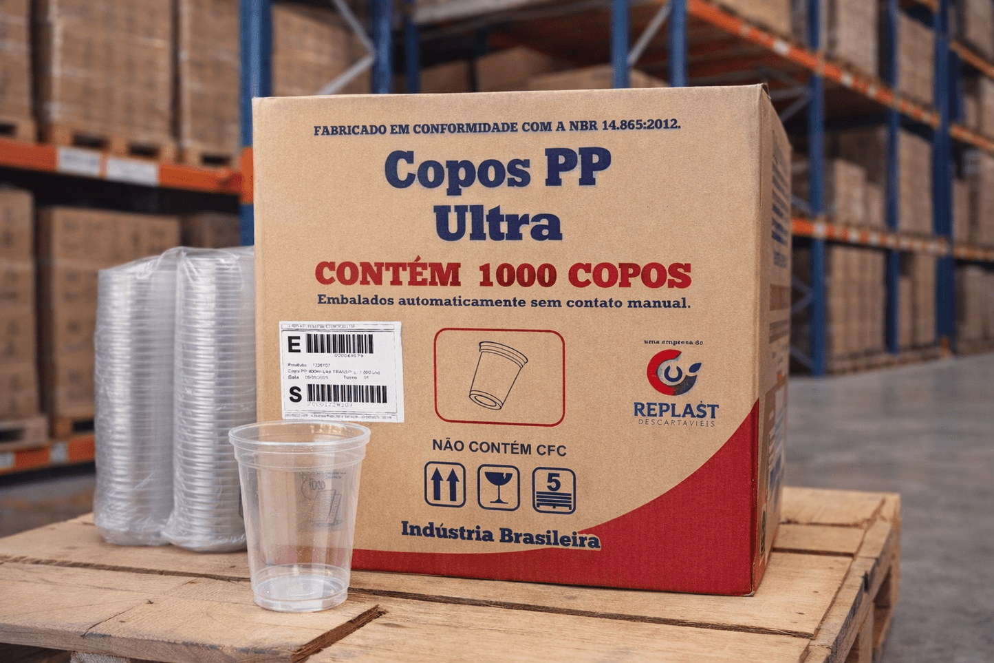 Copo Descartável 400ml Transparente Liso PP Ultra Copos Replast com 1.000 unidades - e - dona