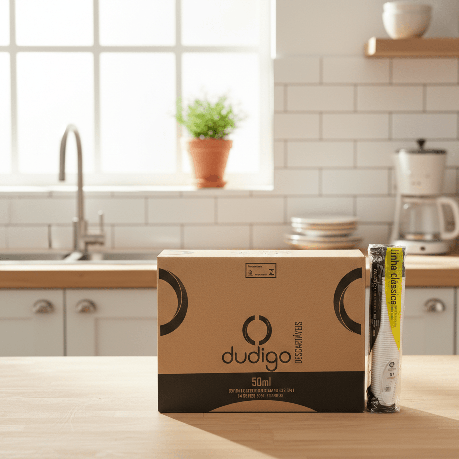 Copo Descartável 50ml Dudigo Branco PS – Caixa com 5.000 Unidades - e - dona