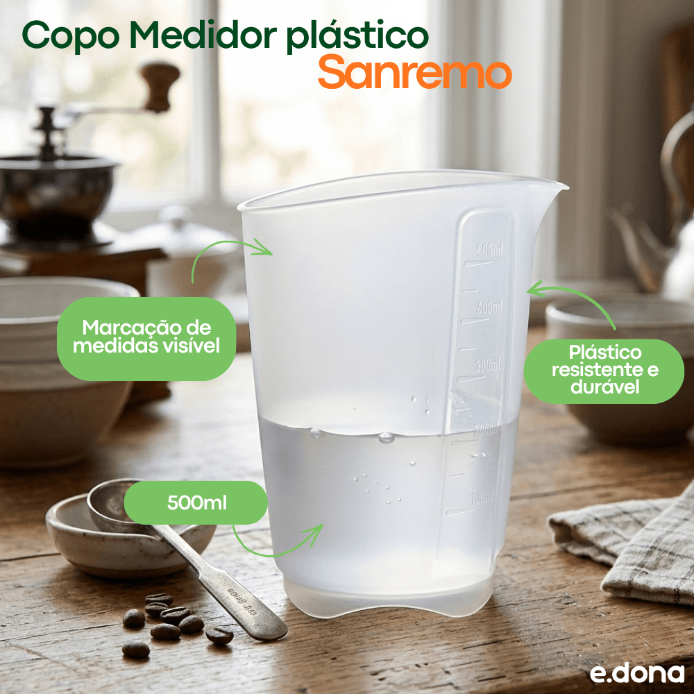 Copo Medidor plástico 500ml Sanremo - e - dona
