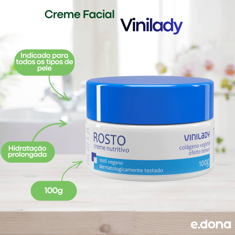 Creme Facial 100g Vinilady - e - dona