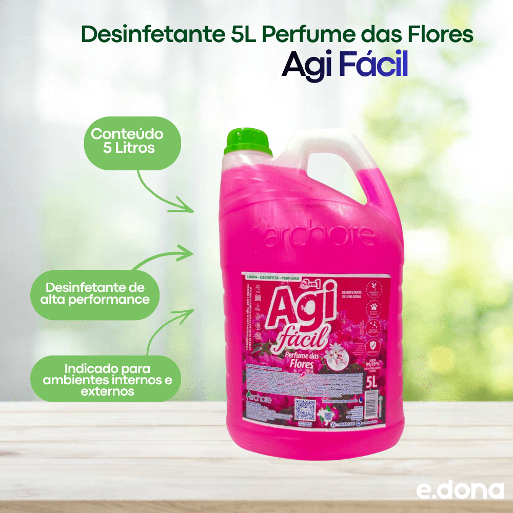 Desinfetante 5L Perfume das Flores Agi Fácil - e - dona