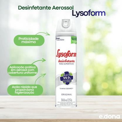 Desinfetante Aerossol Lysoform Original 360ml - e - dona