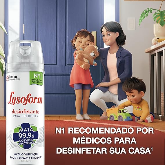 Desinfetante Aerossol Lysoform Original 360ml Indicado para superfícies com Fácil Aplicação - e - dona