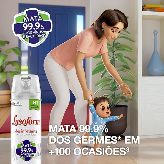 Desinfetante Aerossol Lysoform Original 360ml Indicado para superfícies com Fácil Aplicação - e - dona