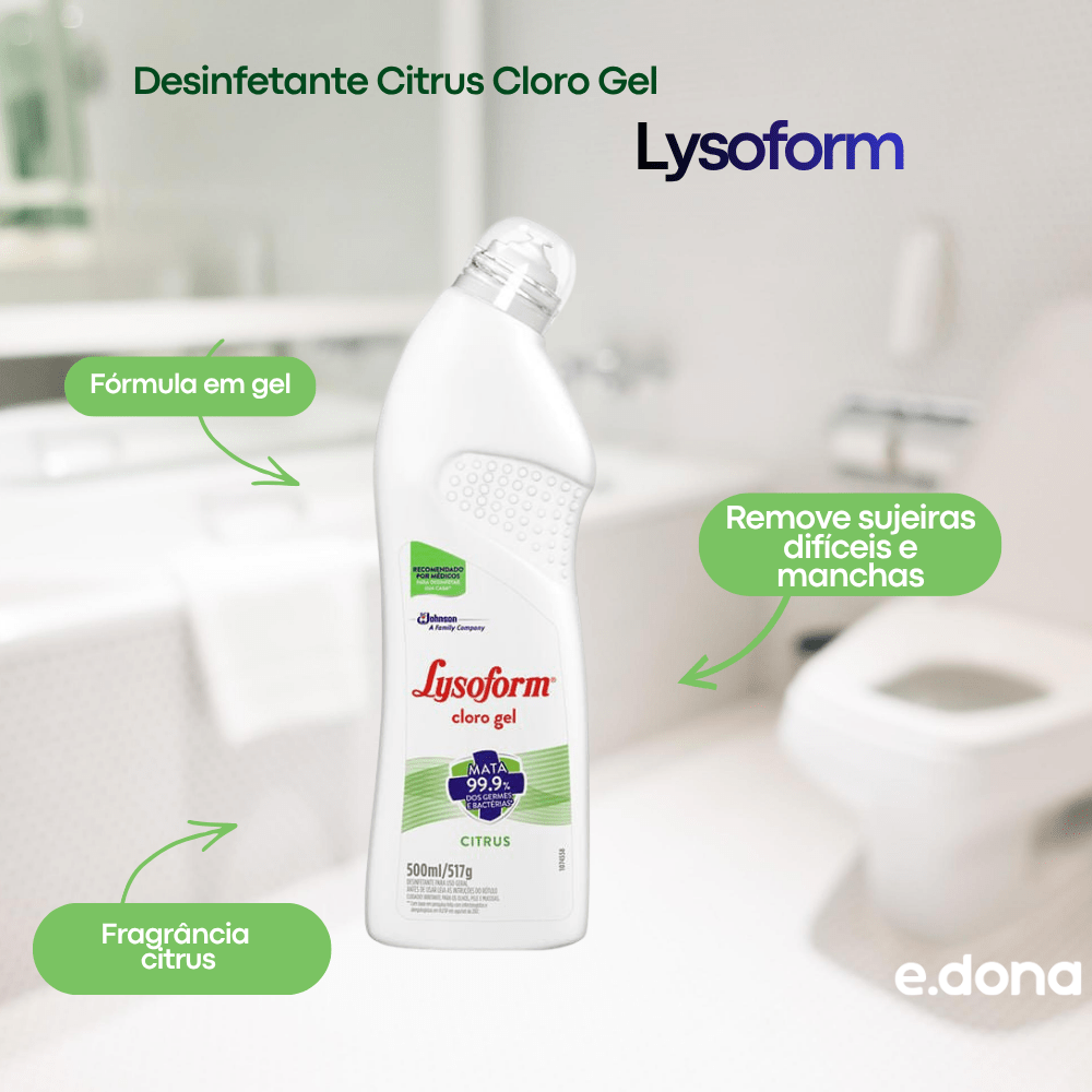 Desinfetante Citrus Cloro Gel Lysoform 500ml - e - dona