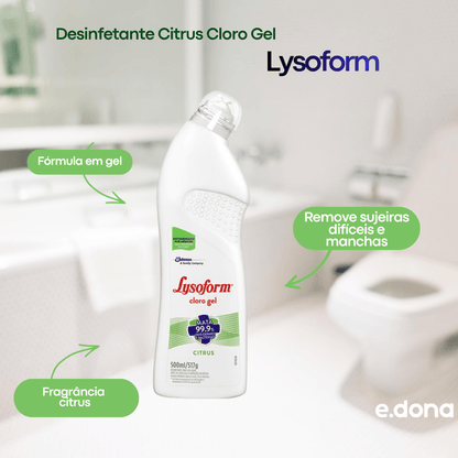 Desinfetante Citrus Cloro Gel Lysoform 500ml - e - dona