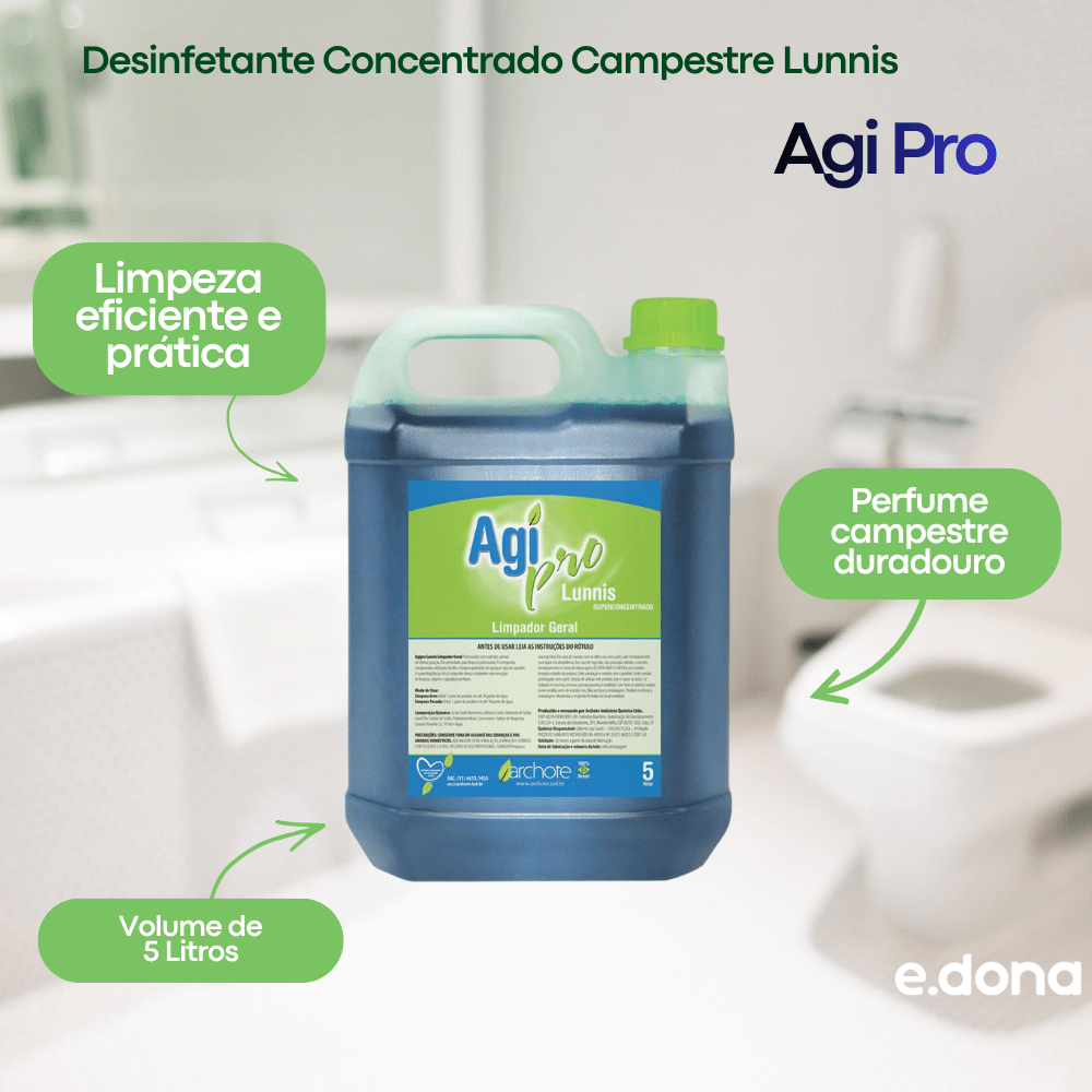 Desinfetante Concentrado Campestre Lunnis Agi Pro 5 Litros - e - dona