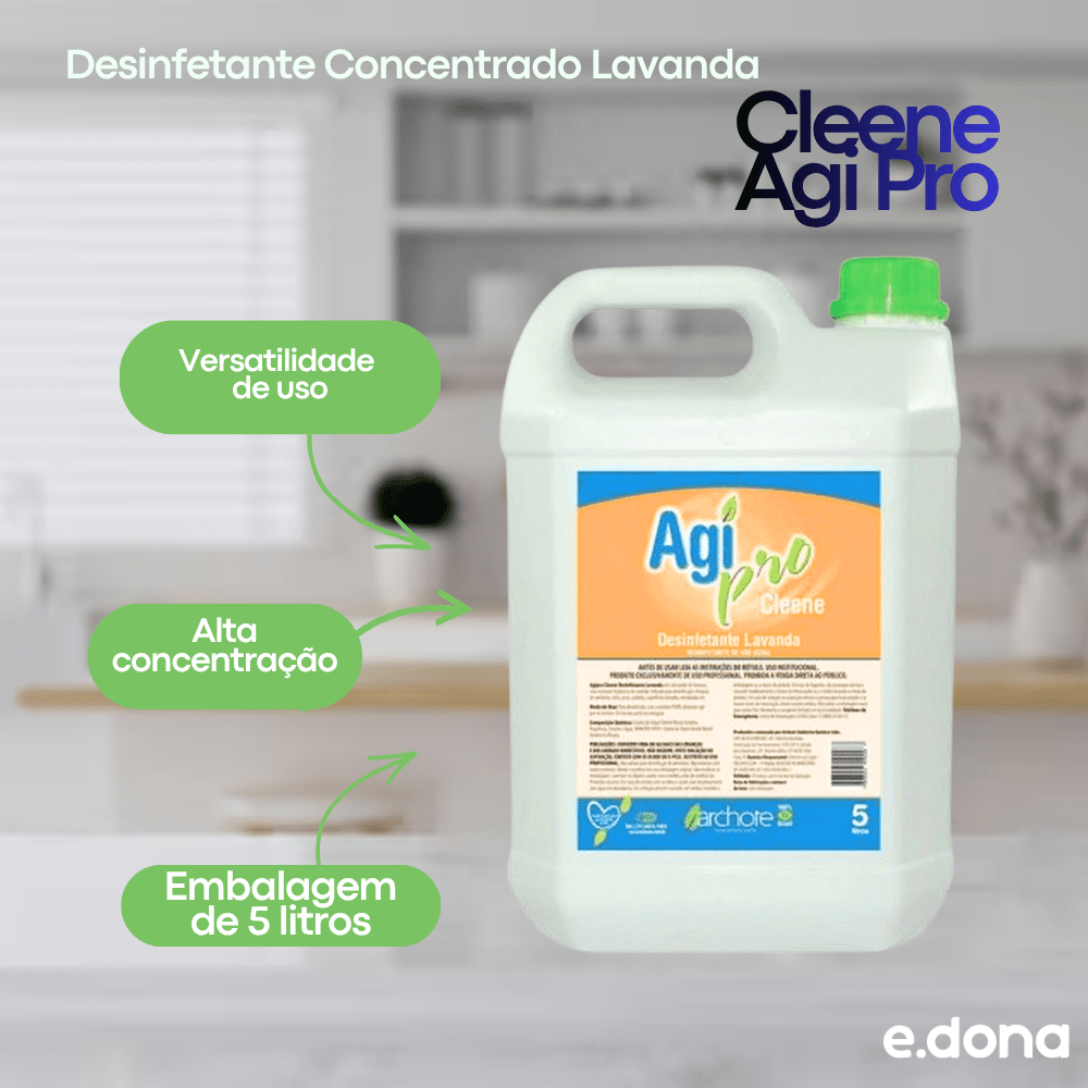 Desinfetante Concentrado Lavanda Cleene Agi Pro 5 Litros - e - dona
