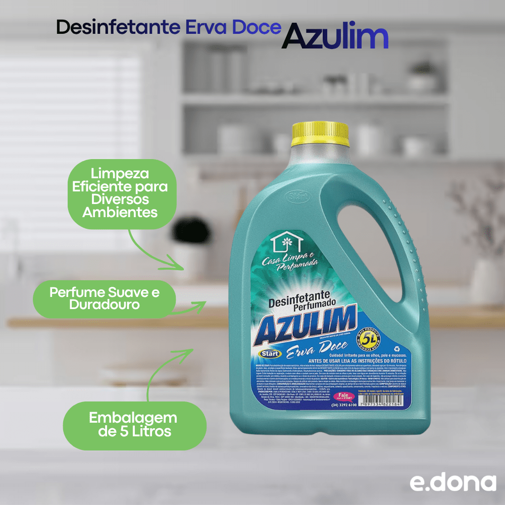 Desinfetante Erva Doce Azulim 5 Litros - e - dona