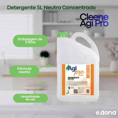 Detergente 5L Neutro Concentrado Cleene Agi Pro - e - dona