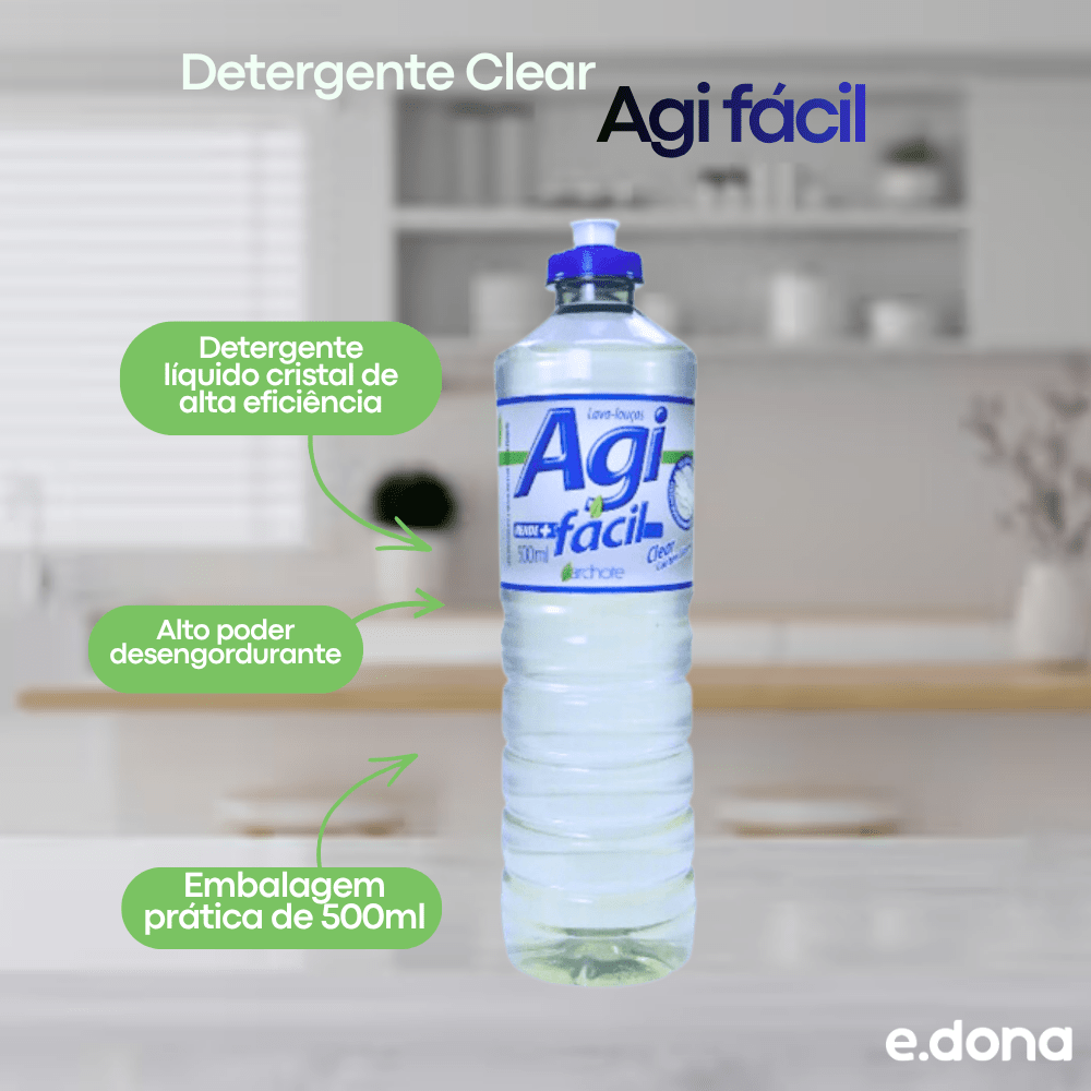 Detergente Clear Agi fácil 500ml - e - dona