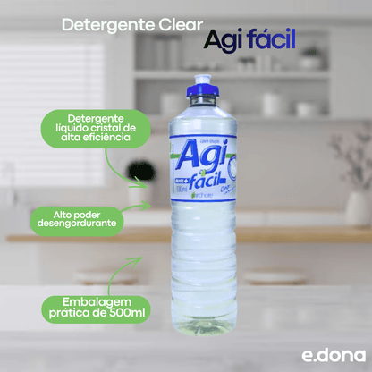 Detergente Clear Agi fácil 500ml - e - dona