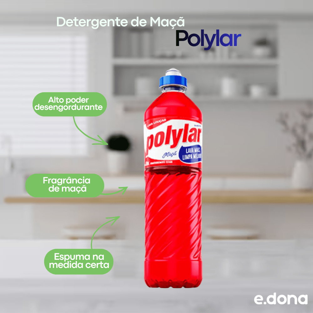 Detergente de Maçã Polylar 500ml - e - dona