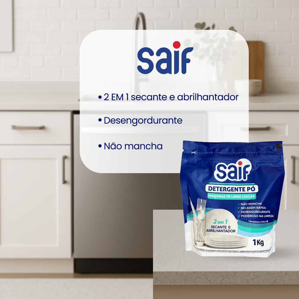 Detergente em Pó 1KG Lava Louças Saif - e - dona