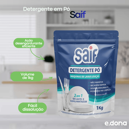 Detergente em Pó 1KG Lava Louças Saif - e - dona