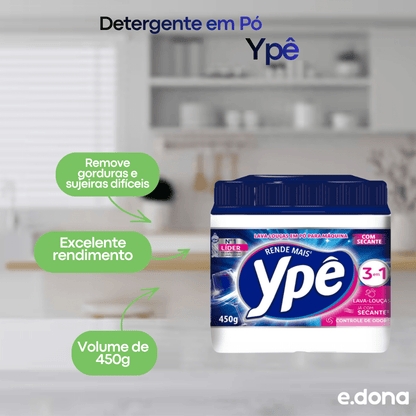 Detergente em Pó 450g Ypê Lava - Louças - e - dona