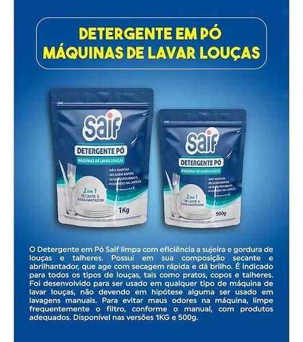 Detergente em Pó 500G Lava Louça Saif - e - dona