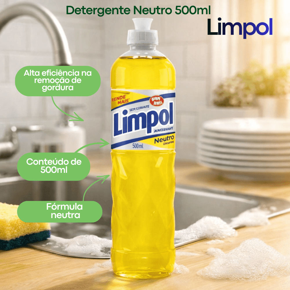 Detergente Neutro 500ml Limpol - e - dona