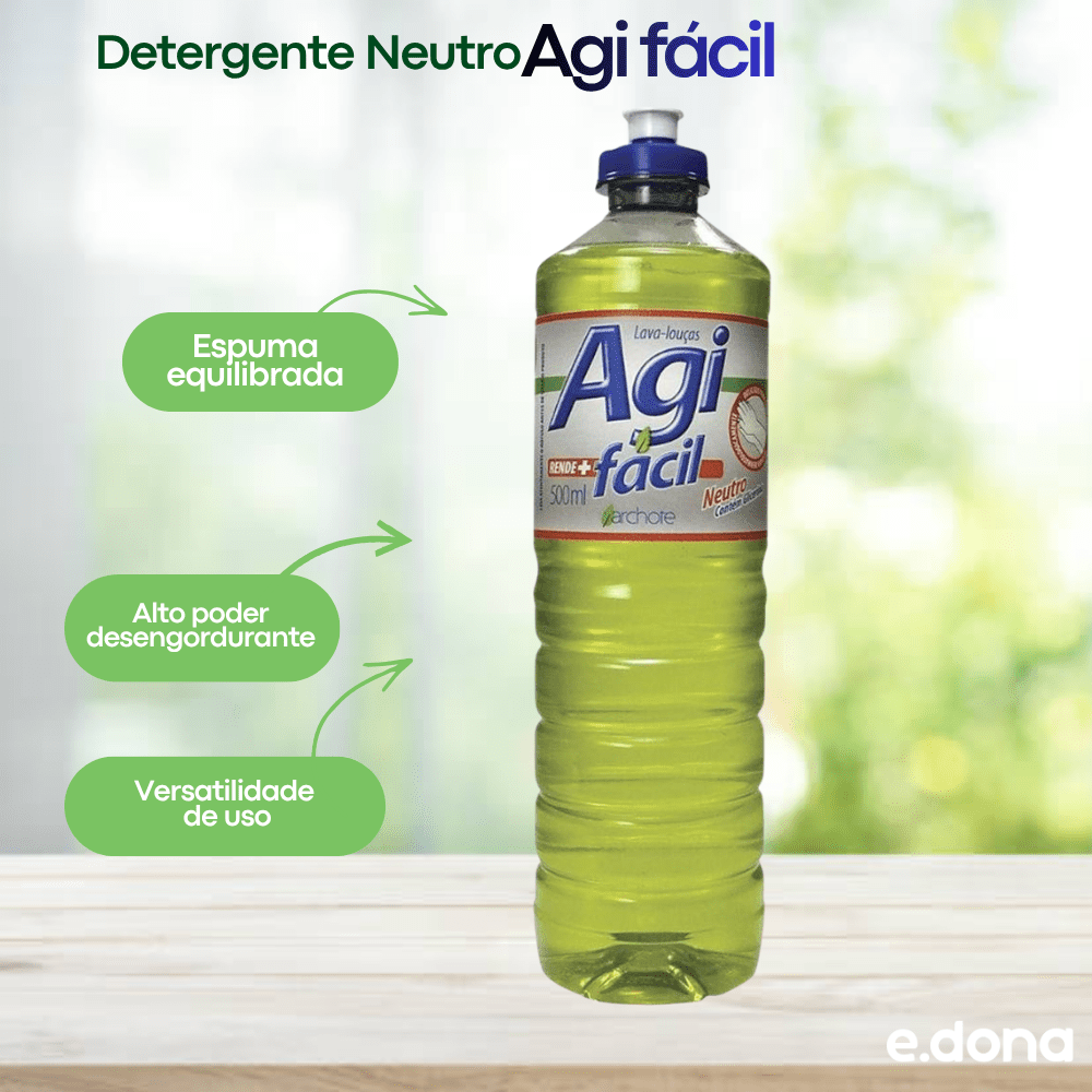 Detergente Neutro Agi fácil 500ml - e - dona