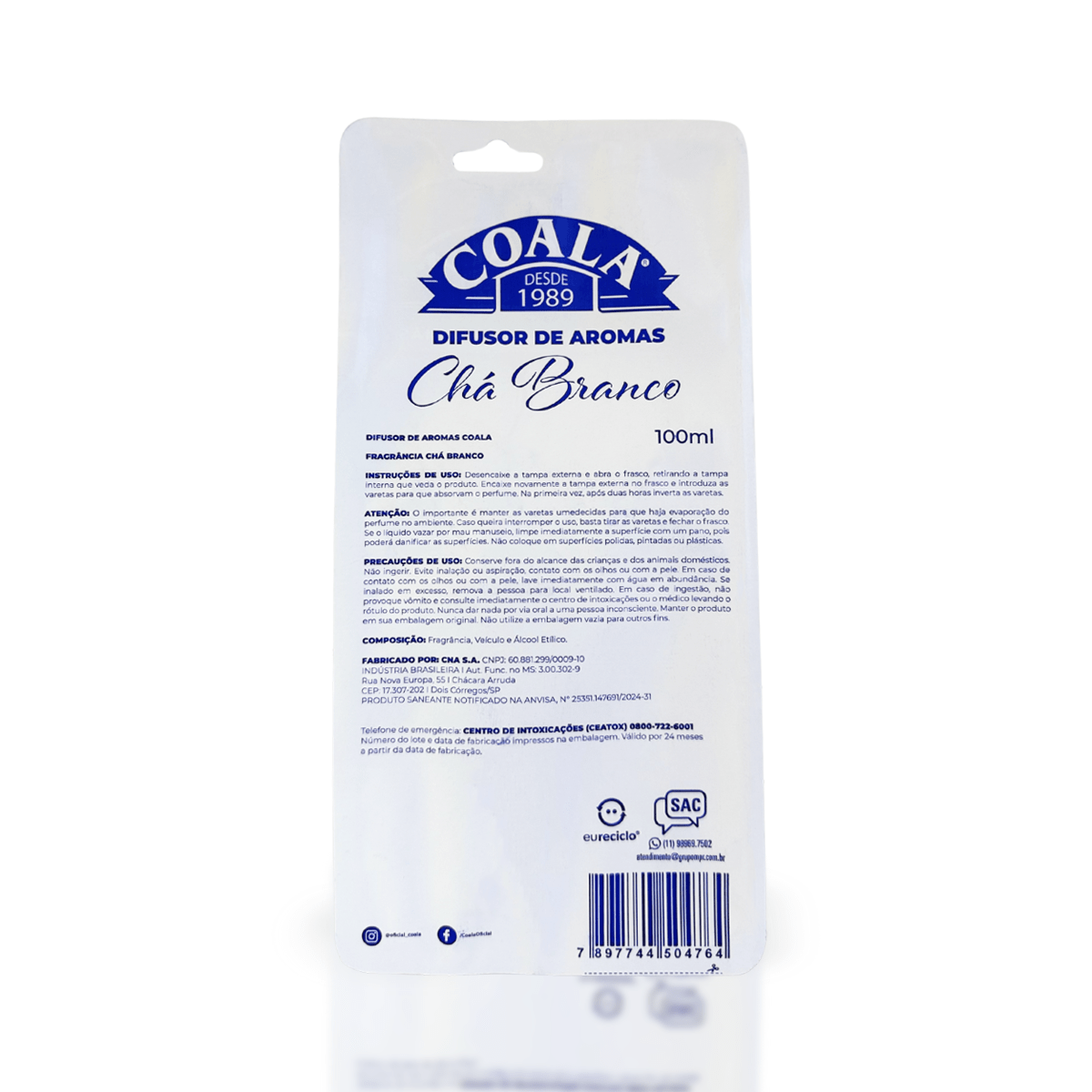 Difusor 100ml Chá Branco Coala - e - dona